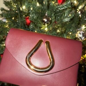 St. John Burgundy Crossbody Bag with Gold Detail